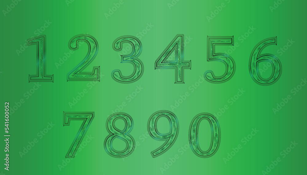 Green Leaves font, Numerals, Numbers font Green Leaves font, Numerals, Numbers font