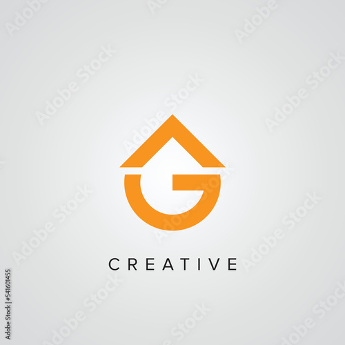 Abstract letter G real estate house logo design vector illustration