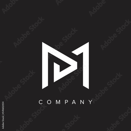 Minimal creative initial based PM logo and MP logo. Letter PM MP creative elegant monogram white color on black background.