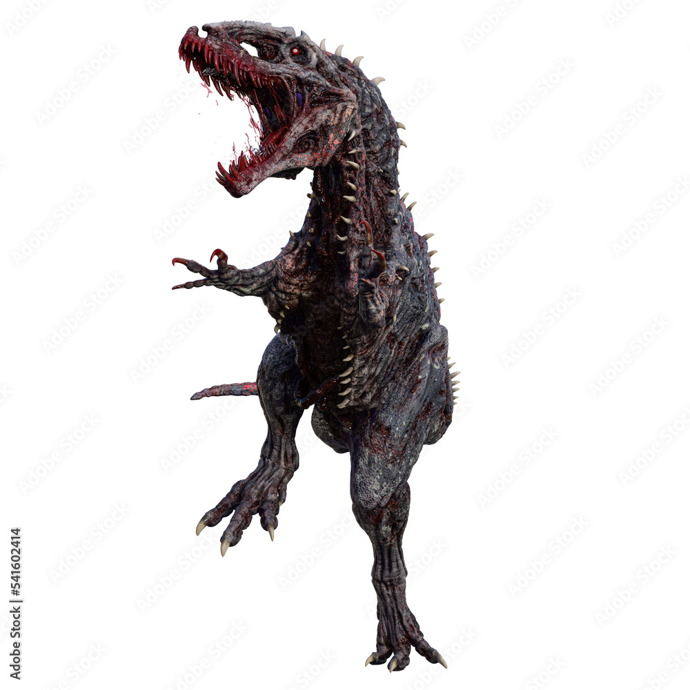 Fototapeta premium MONSTER DINOSAUR, ZOMBIE, BLOOD undead, 3D RENDERING