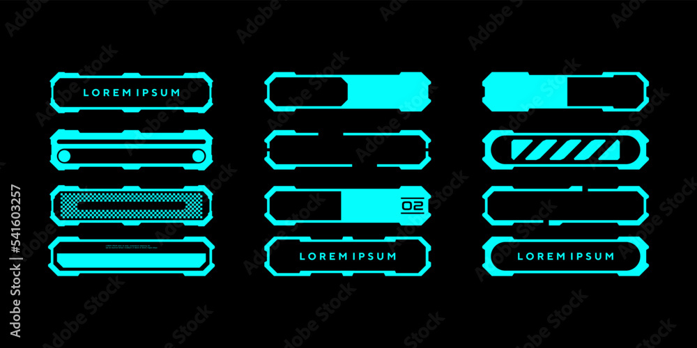 Futuristic frame HUD set streetwear element vector design editable Futuristic frame HUD set streetwear element vector design editable