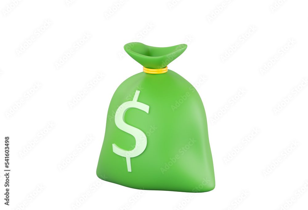 3d green plastic Money Bag with dollar sign. Business, saving, money, banking, finance investment and services concept. Profit and growth design idea. Realistic 3d isolated high quality render 3d green plastic Money Bag with dollar sign. Business, saving, money, banking, finance investment and services concept. Profit and growth design idea. Realistic 3d isolated high quality render