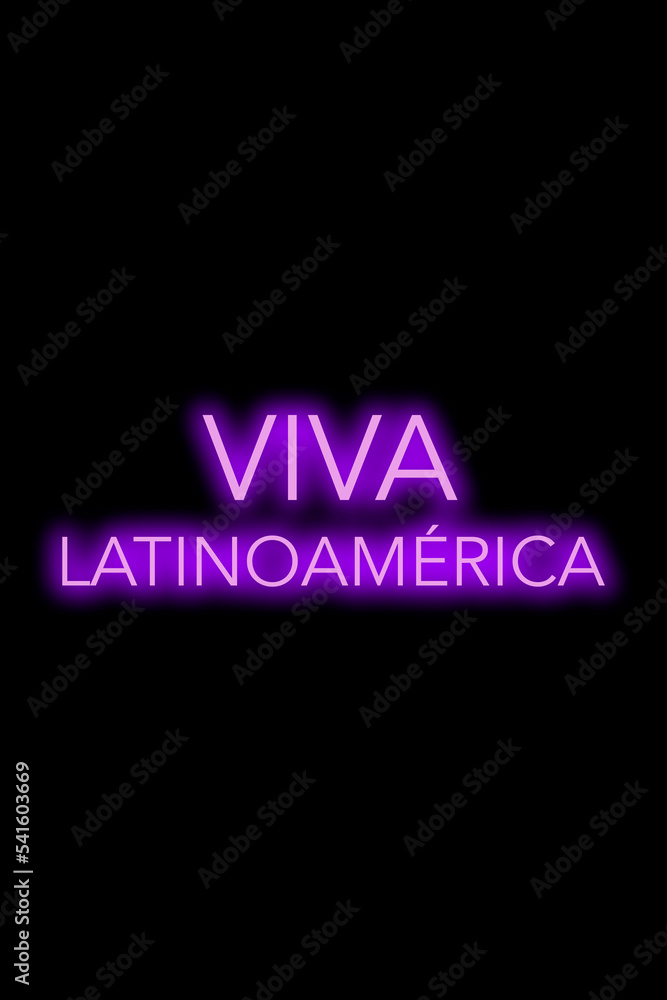 High quality illustration. Purple neon sign on a dark isolated background with the word viva mexico. Bright sign for designs or graphic resources