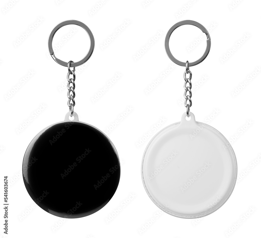 Black blank badge. Glossy round button badge with ring isolated on white Black blank badge. Glossy round button badge with ring isolated on white
