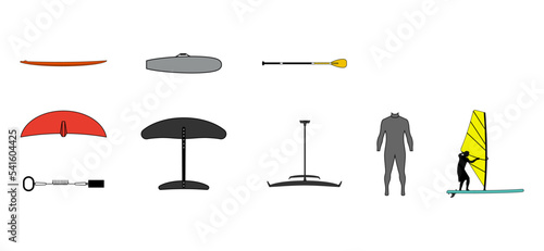 Board water sports pictograms vector set.