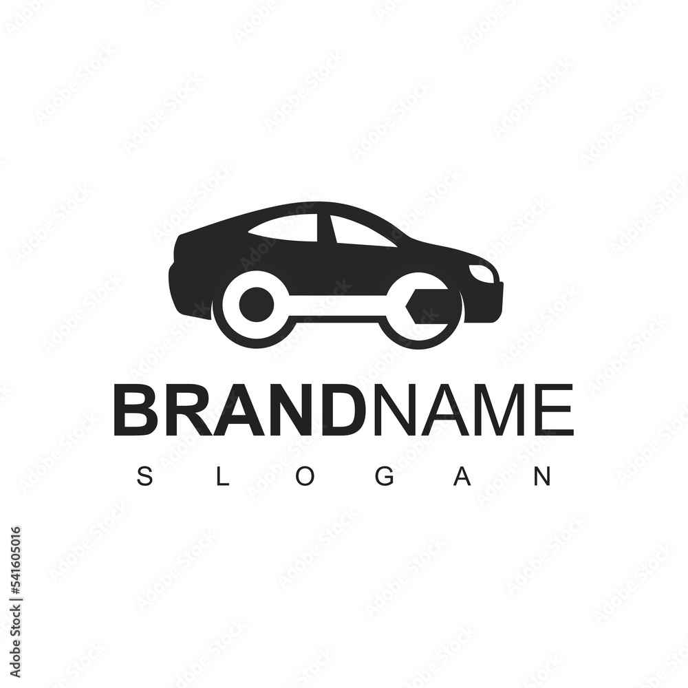Car Service Logo Design Template, Car Maintenance Symbol Using Wrench Icon