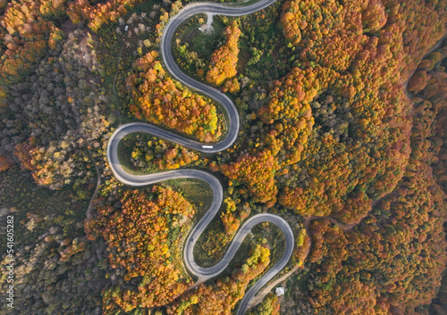 Autumn Season in the İnegol-Domanic Winding Road Drone Photo, İnegol Bursa, Turkey © raul77