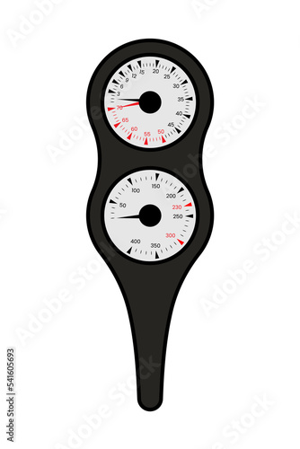 Dive gauge console vector illustration.