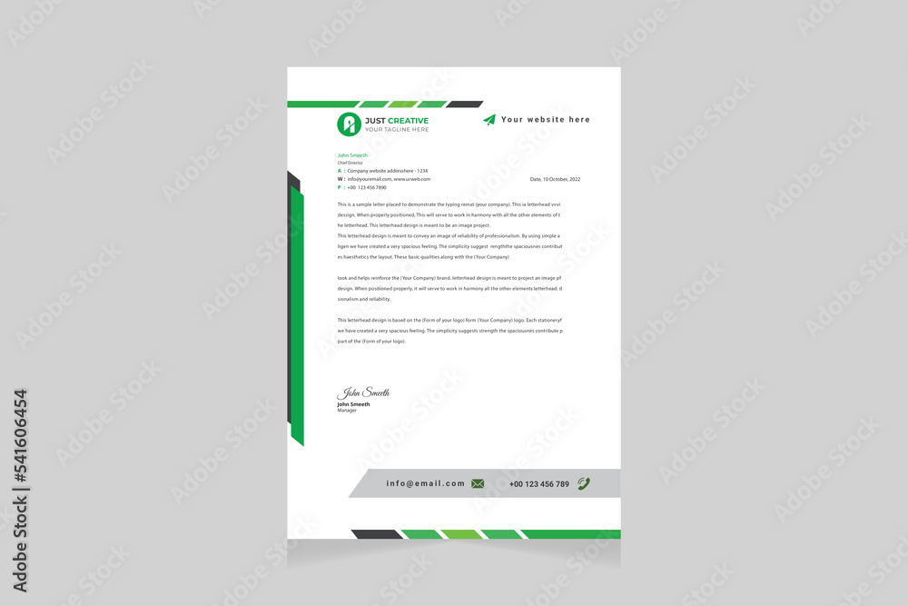 Letterhead design template, creative design.