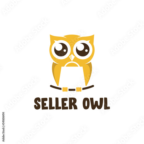 owl seller logo online shop yellow cute vector