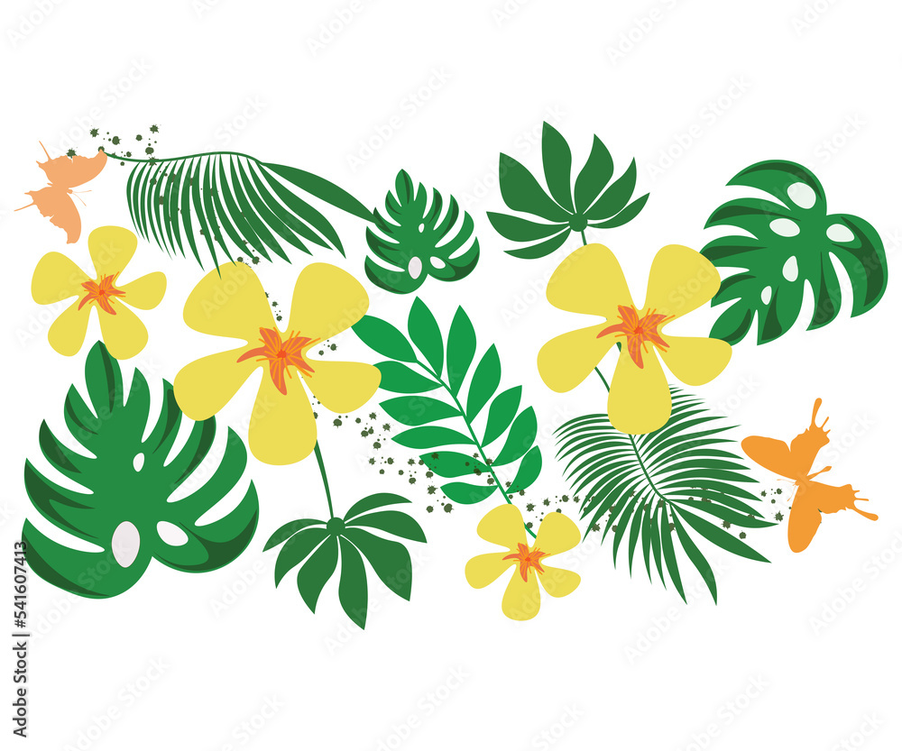 nature plant set of tropical leaves