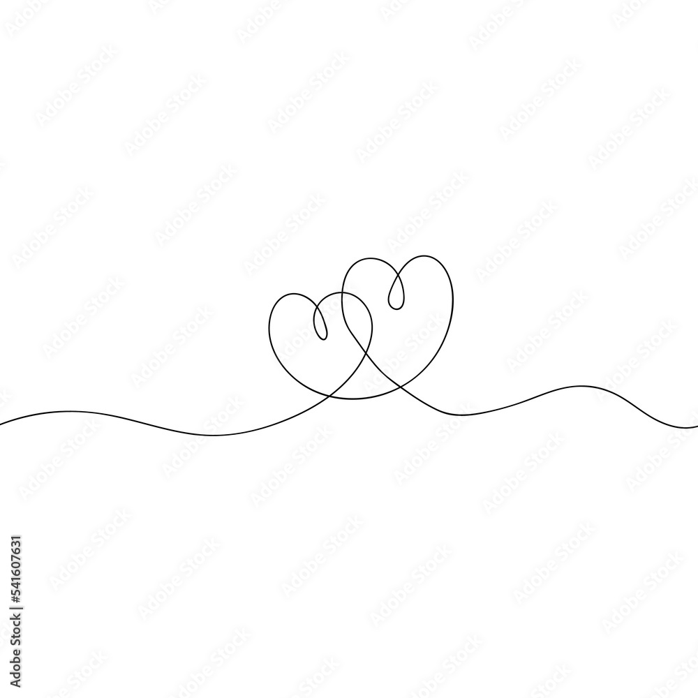 Continuous line drawing of love sign with two hearts embrace minimalism design on white background. Hand sketch art, relationship icon, romance concept. Vector EPS 10. Continuous line drawing of love sign with two hearts embrace minimalism design on white background. Hand sketch art, relationship icon, romance concept. Vector EPS 10.