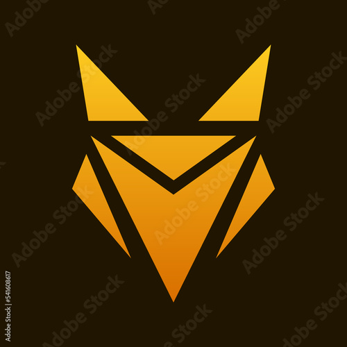 simple geometric flat art abstract sign of red fox head