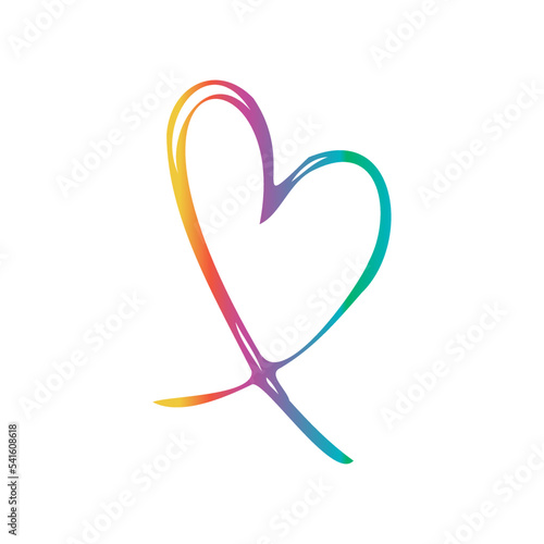 Vector doodle collection of cute rainbow hearts. Hand drawn illustrations for design on theme of Valentine's Day, love, wedding, feelings, relationships