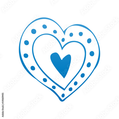 Simple blue doodle heart. Isolated design element for valentine's day, wedding, romance