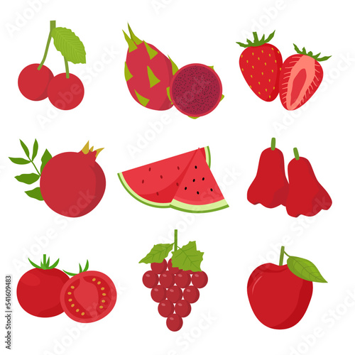 set of red fruits element