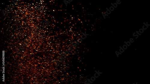 Overlay fire sparks bonfire embers. Burning red hot flying sparks fire overlays rise in the dark night. Royalty high-quality stock fire embers particles rising over on black background. Ember rising