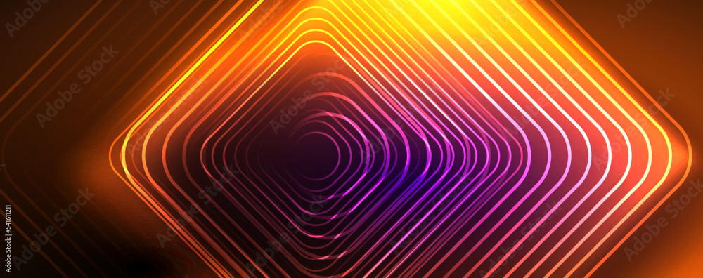 Neon glowing lines and angles, magic energy space light concept. Vector illustration for wallpaper, banner, background, leaflet, catalog, cover, flyer Neon glowing lines and angles, magic energy space light concept. Vector illustration for wallpaper, banner, background, leaflet, catalog, cover, flyer
