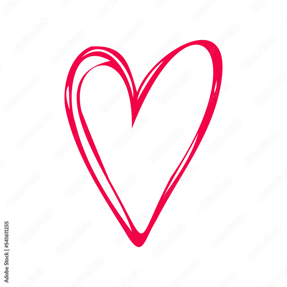Simple red vector doodle heart. Abstract illustration for design. Element for creating patterns, postcards, sublimations, decor. Valentine's day, love, wedding, relationship Simple red vector doodle heart. Abstract illustration for design. Element for creating patterns, postcards, sublimations, decor. Valentine's day, love, wedding, relationship