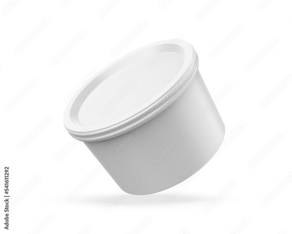 Blank cosmetics round plastic jar container for branding and mockup, 3d render illustration. Blank cosmetics round plastic jar container for branding and mockup, 3d render illustration.