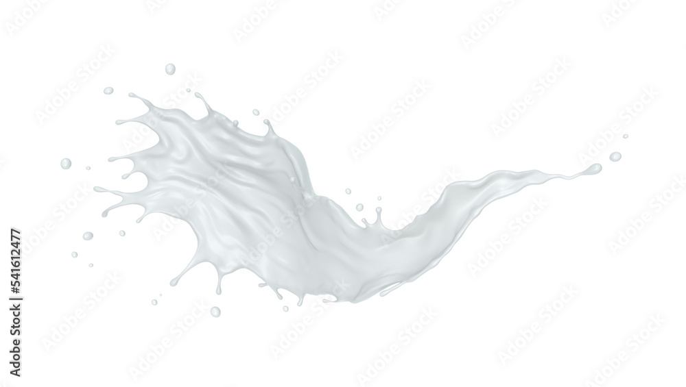 White milk splash isolated on background, Yogurt splash, Include clipping pat, 3d rendering. - obrazy, fototapety, plakaty 