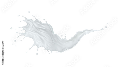 Photographie White milk splash isolated on background, Yogurt splash, Include clipping pat, 3d rendering