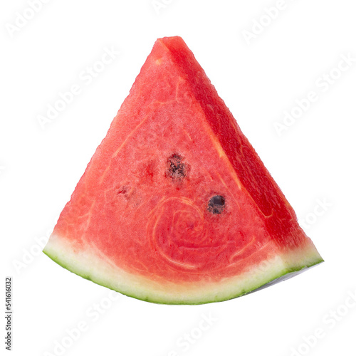 Slice of ripe red watermelon slice isolated on transparent background