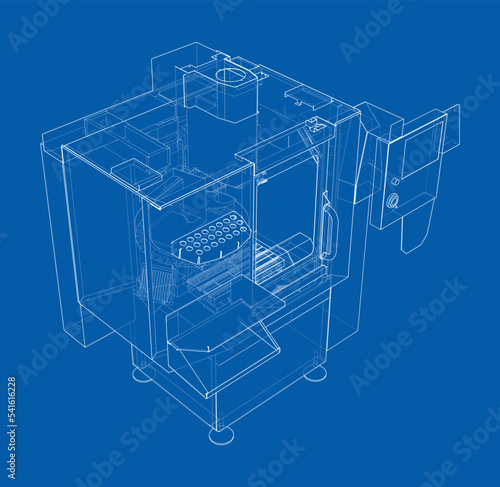 Metalworking CNC milling machine. Vector