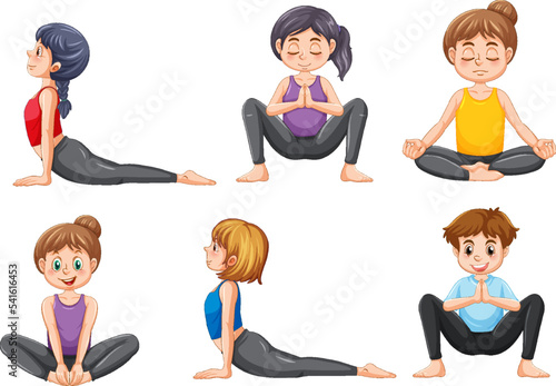Set of different yoga postures