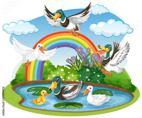 Wild ducks in the forest