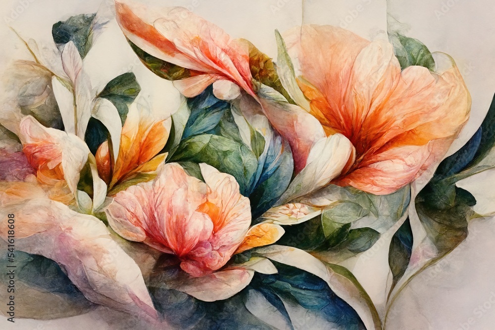 custom made wallpaper toronto digitalAbstract floral pattern, ai generated, is not based on any real image