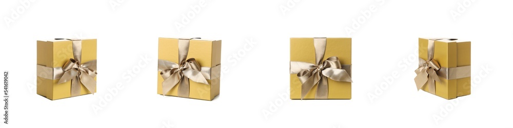 Set of gift boxes, isolated on white background Set of gift boxes, isolated on white background