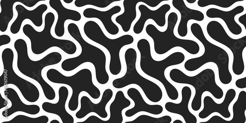 Abstract fluid liquid shape seamless pattern. Flow shapes background.