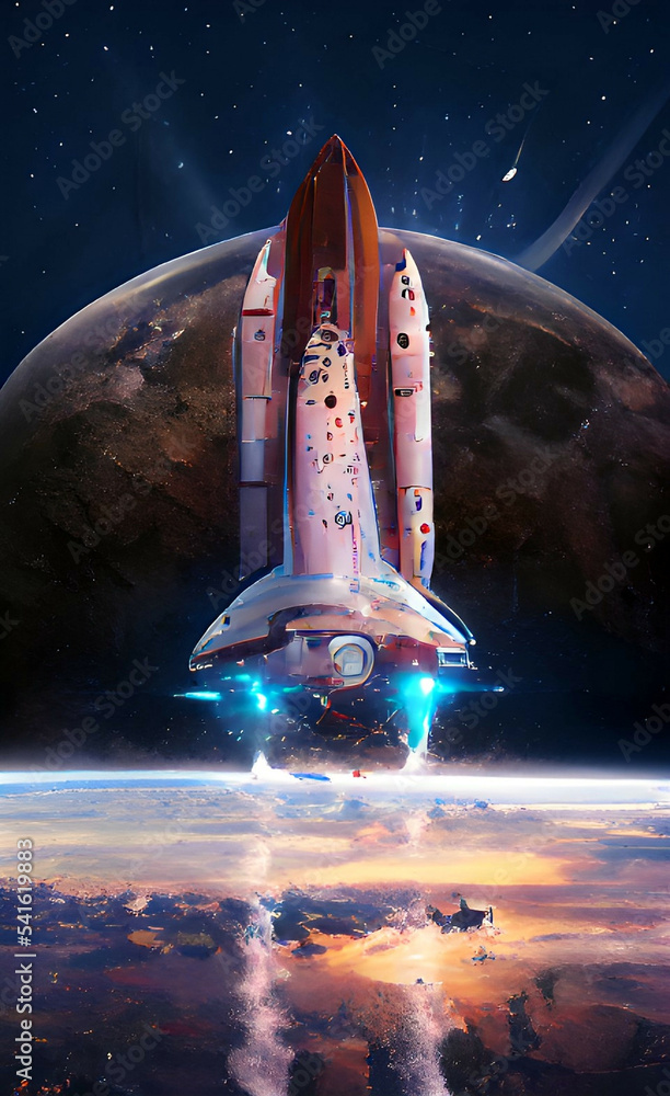 Naklejka premium rocket in space