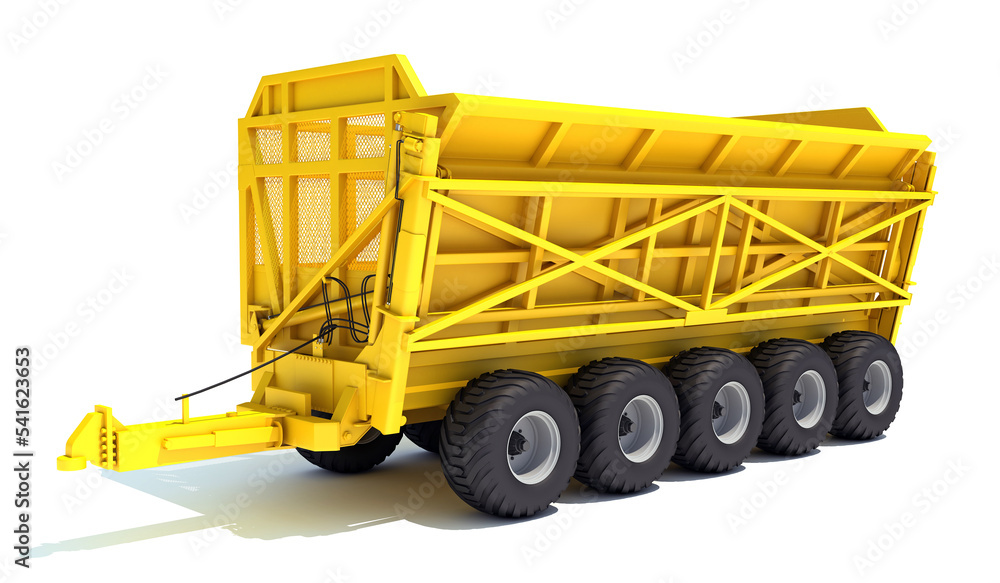 Cane Transfer Trailer farm equipment 3D rendering on white background Cane Transfer Trailer farm equipment 3D rendering on white background
