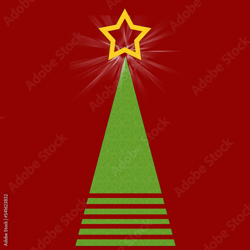 Christmas and New Years red background with Christmas Tree 