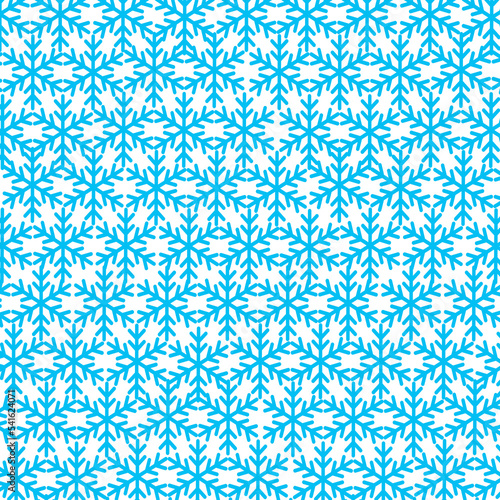 Christmas and New Years blue pattern with white snowflakes