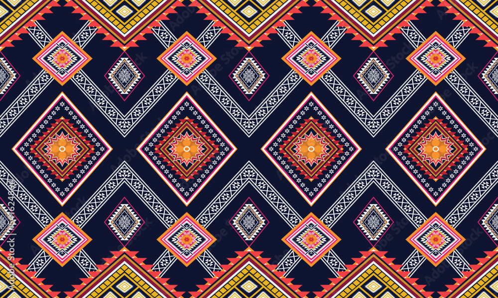 Geometric ethnic flower pattern for background,fabric,wrapping,clothing,wallpaper,Batik,carpet,embroidery style. Geometric ethnic flower pattern for background,fabric,wrapping,clothing,wallpaper,Batik,carpet,embroidery style.