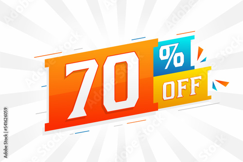 70 Percent off 3D Special promotional campaign design. 70% of 3D Discount Offer for Sale and marketing.