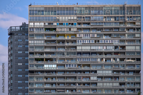 Photography High-rise building with many small apartments in Vienna.
