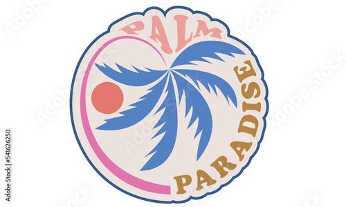 Palm paradise vector t-shirt design. Summer vibes artwork for  apparel, sticker, batch, background, poster and others.