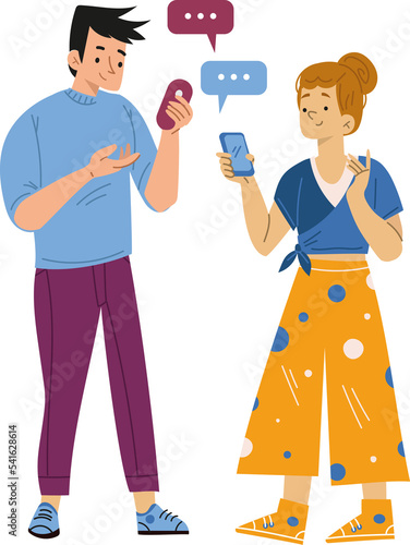 People mobile chatting