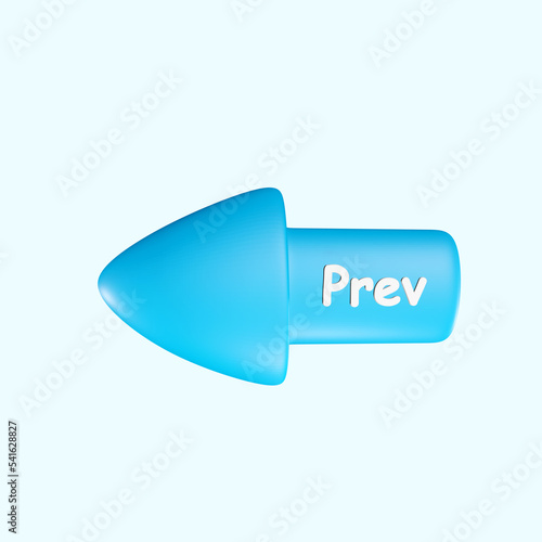 Blue previous arrow with 3D rendering.