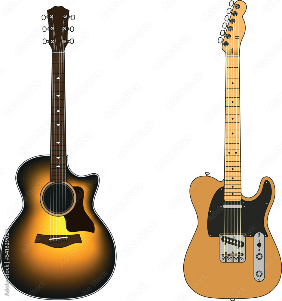 Obraz premium Guitar isolated flat design vector