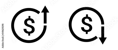 Strong dollar and weak dollar icon set. Vector.