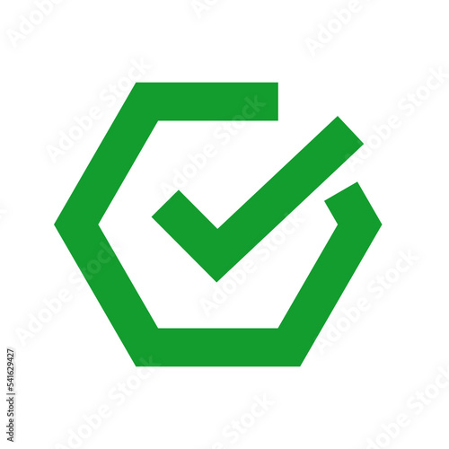 Free Download Hexagonal check mark sign. Certification badge. Vector. - GFXLoad