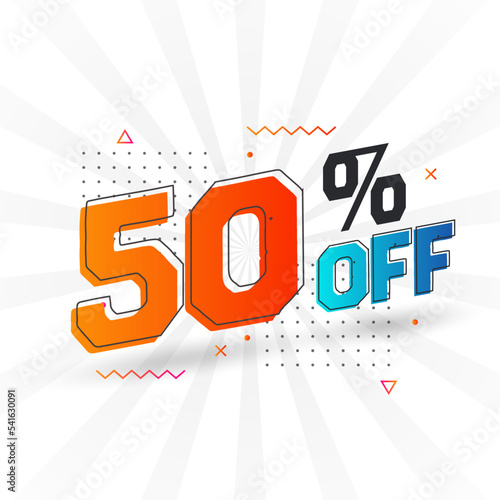 50 Percent off 3D Special promotional campaign design. 50% of 3D Discount Offer for Sale and marketing.