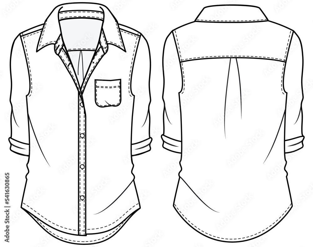 Womens Boyfriend Cut Shirt Flat Sketch Vector Illustration Front And 1000 F 541630865 DQGfLhGfYRiCoXhOSKDAKhNd5bTVA7BH