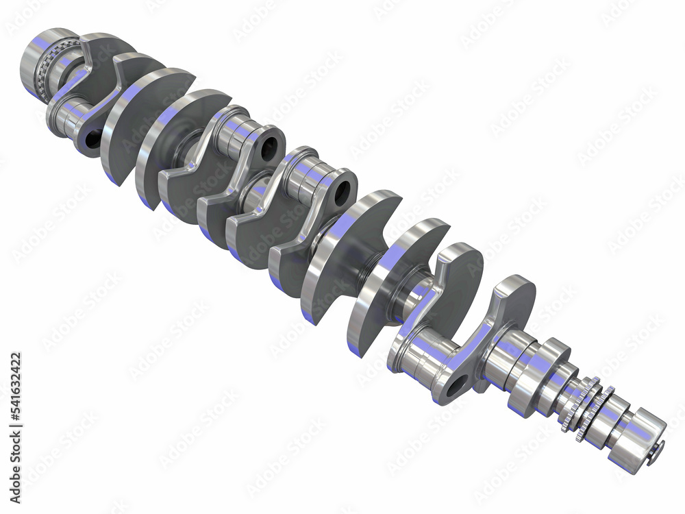 V12 Engine Crankshaft 3D rendering on white background V12 Engine Crankshaft 3D rendering on white background