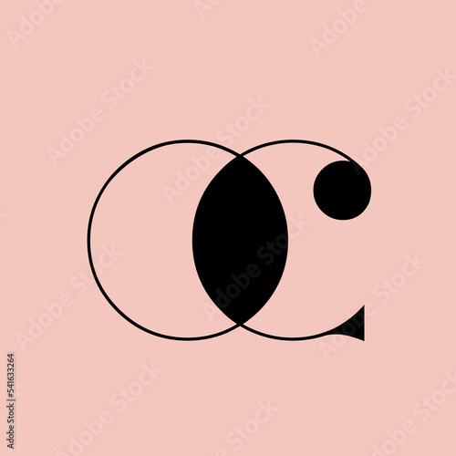 OC monogram logo.Letter o, letter c typographic signature icon.Uppercase characters.Lettering sign isolated on light fund.Luxury fashion, beauty, deco design alphabet initials.Elegant style.	